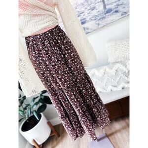 The Meadow’s Secret Aerie Cottagecore Ditsy Floral Chiffon Maxi Skirt